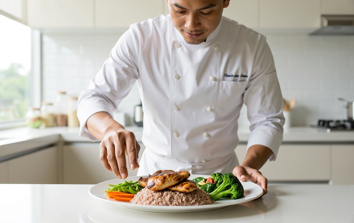 Our head chef preparing a balanced daily menu